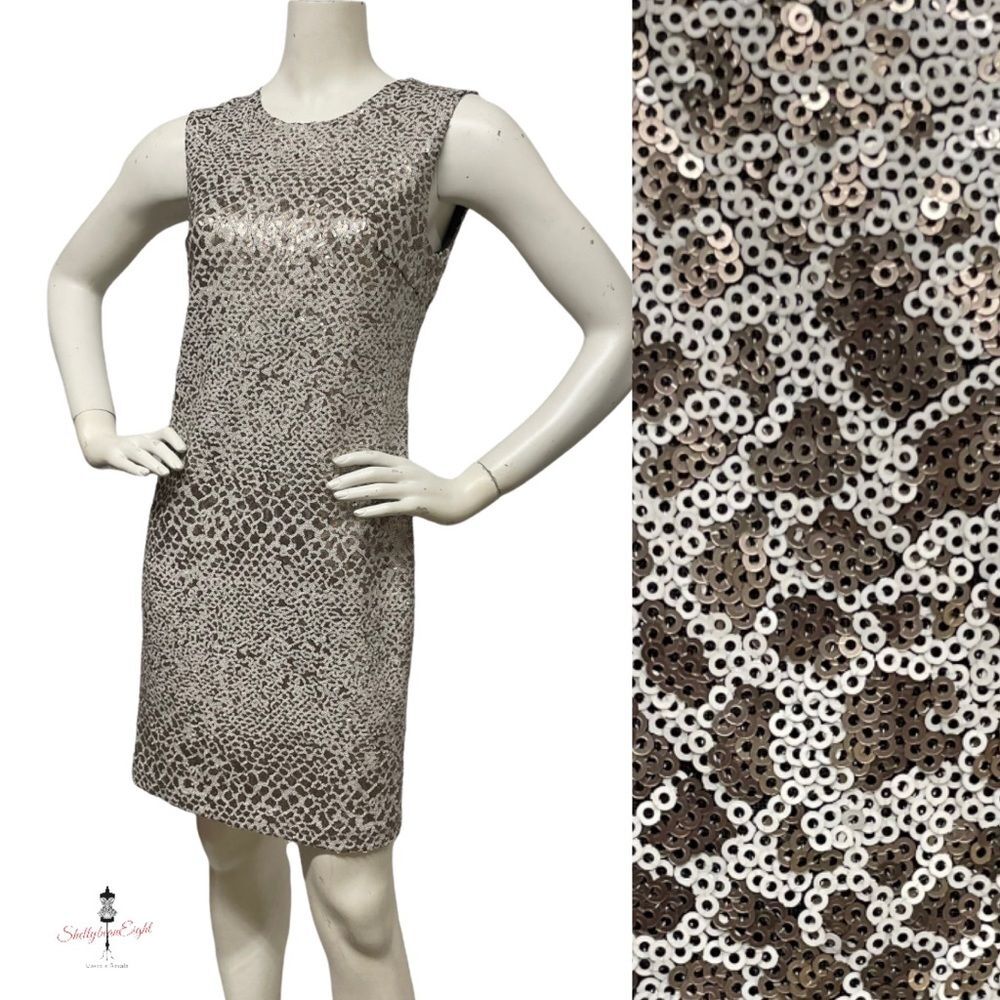 DKNY DKNYC Micro Sequin Snake Python Animal Print Dress Exposed Zip 2 4 XS - Picture 3 of 15